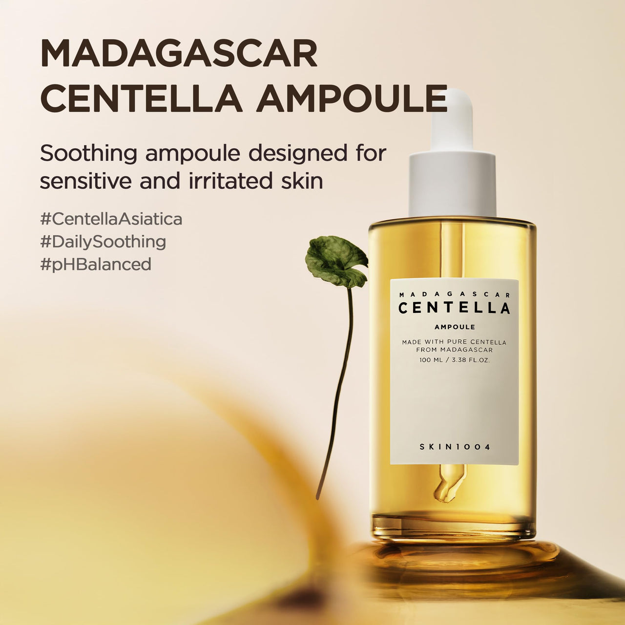SKIN1004 Madagascar Centella Ampoule, Korean Face Serum with Centella Asiatica for Hydrating & Moisturizing Care, Soothing Facial Serum for Skin Balance and Glow, Korean Skin Care, 3.38 fl.oz / 100 ml