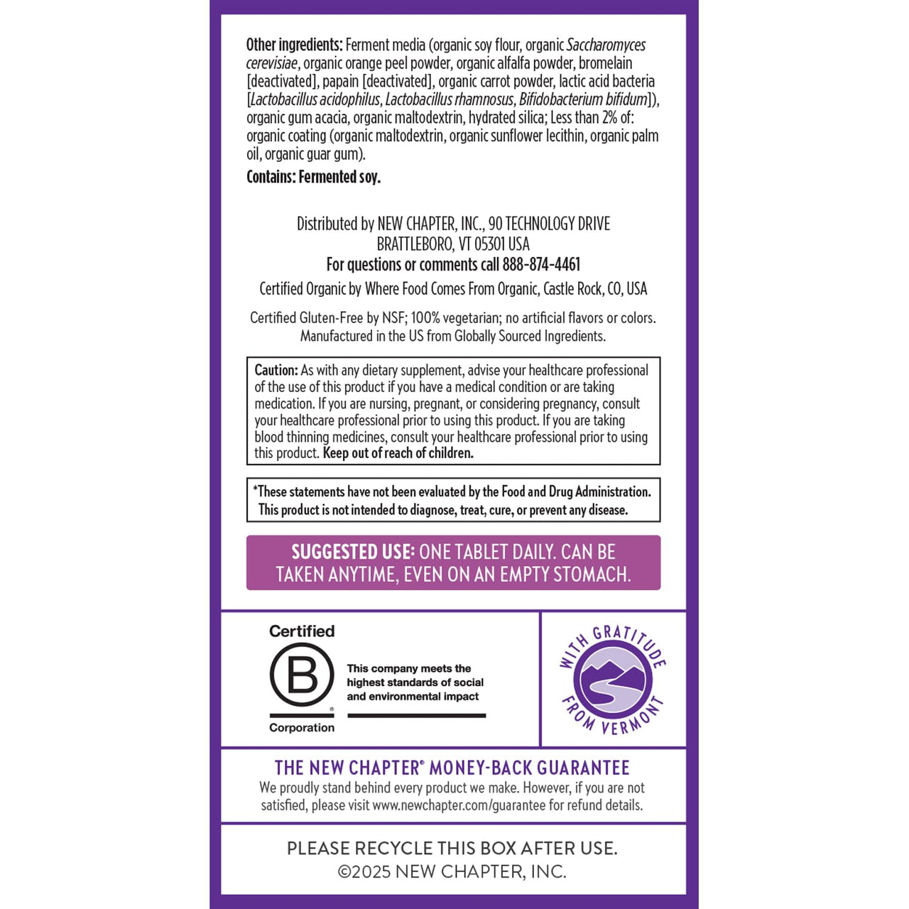 New Chapter Women’s Multivitamin 40+, extra B6 & B12, Biotin for Hair Growth, D3, Vit C, Zinc for Immune & Stress Support, Gentle on an Empty Stomach, One Daily, Non-GMO, Gluten-Free, 48 Tablets