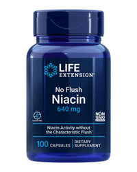Thumbnail for Life Extension No Flush Niacin, B3 for Heart Health, Cholesterol & Energy Support, Non-GMO, Gluten-Free, 100 Capsules