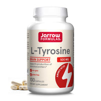 Thumbnail for Jarrow Formulas® L-Tyrosine 500 mg, Dietary Supplement, Amino Acid Supplement for Brain Health Support, 100 Capsules, 100 Day Supply