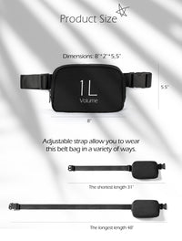 Thumbnail for ODODOS Unisex Mini Belt Bag with Adjustable Strap Small Fanny Pack for Workout Running Traveling Hiking, Black