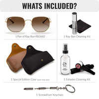 Thumbnail for Ray-Ban RB3682 Square-Round Shaped Non-Polarized Sunglasses for Men & Women – Includes Official RAYBAN Eyewear Kit – Ideal Formal & Casual Wear Sunglasses – Gradient Brown Lens