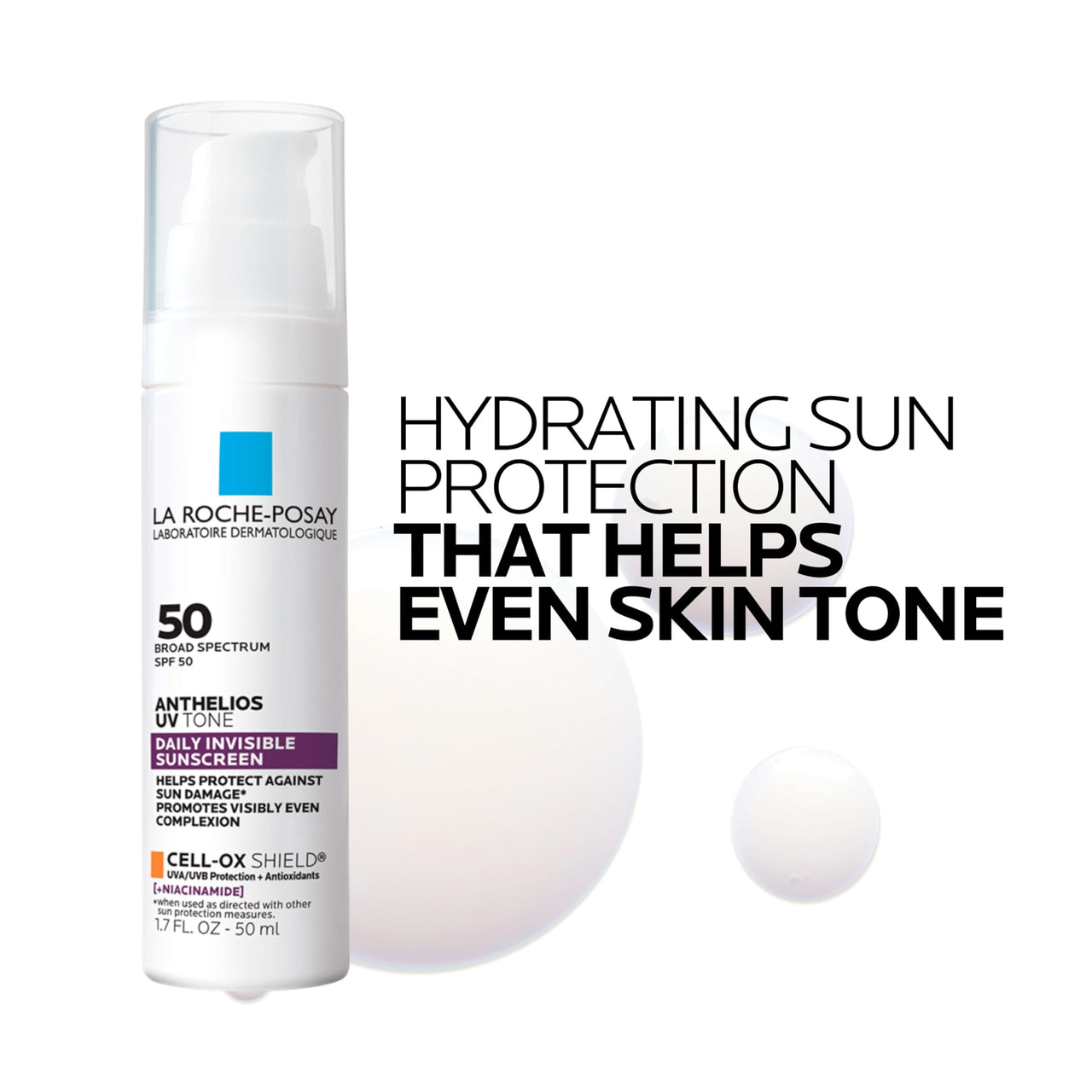 La Roche Posay Anthelios UV Tone Sunscreen SPF 50, Daily Sunscreen for Face with Niacinamide, Broad Spectrum Invisible SPF Protection for Discoloration and Uneven Skin