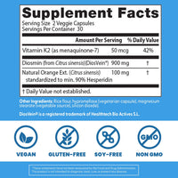Thumbnail for Doctor's Best Vein Support Supplement - Contains Diosmin & Hesperidin, Circulation Support for Legs & Feet, for Men & Women, Formula with Vitamin K2 & Natural Orange Extract, Vegan - 60 Veg Caps