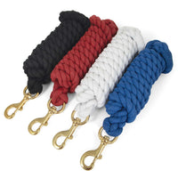 Thumbnail for Jeffers Equine Twisted Solid Cotton Horse Lead Rope, 10'L, Black, Lightweight, Rust Resistant Brass Bolt Snap. Ideal for Training & Grooming - Heavy Duty Hardware for Safety & Control