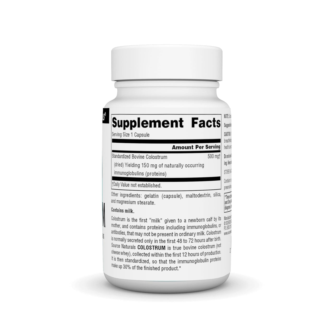 Source Naturals Colostrum Contains 30 Percent Immunoglobulins - 30 Capsules