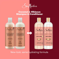 Thumbnail for SheaMoisture Coconut & Hibiscus Curl & Shine Shampoo & Conditioner for Bouncy Curls, Frizz Control, 16 Oz Ea