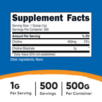 Thumbnail for Nutricost Pure Choline Bitartrate Powder 500 Grams
