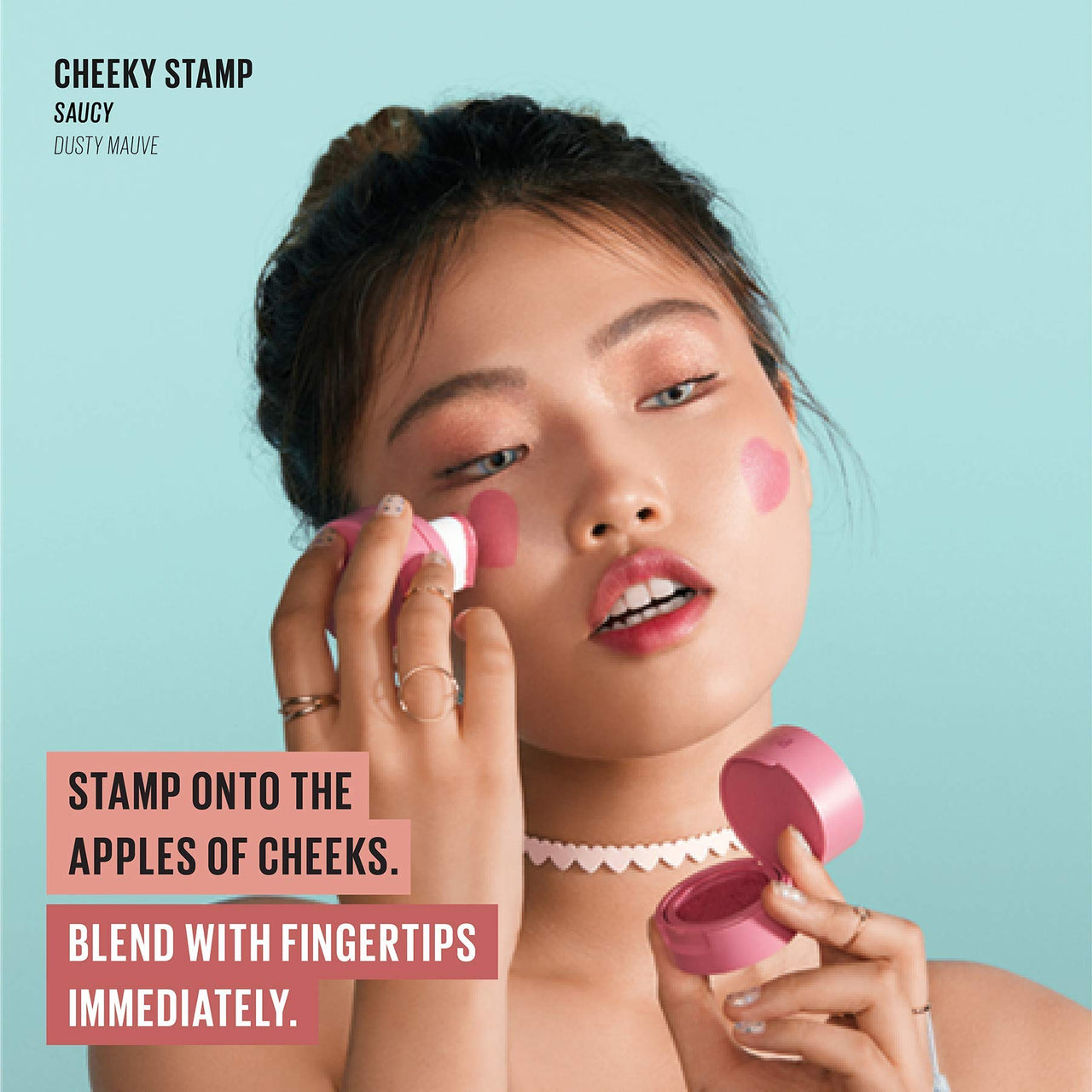 KAJA Blusher - Cheeky Stamp 02 Saucy | Kbeauty, Cute Makeup, Buildable & Blendable Shade with Heart-shaped Applicator, Sunkissed Finish, Travel size, Hygienic, Portable, Korean Makeup, 0.17 Oz