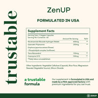 Thumbnail for ZenUP NAD+ Supplement | 1100mg Liposomal Nicotinamide Riboside with Resveratrol & Quercetin | Anti-Aging, Cellular Energy, Mental Focus | 120 Caps
