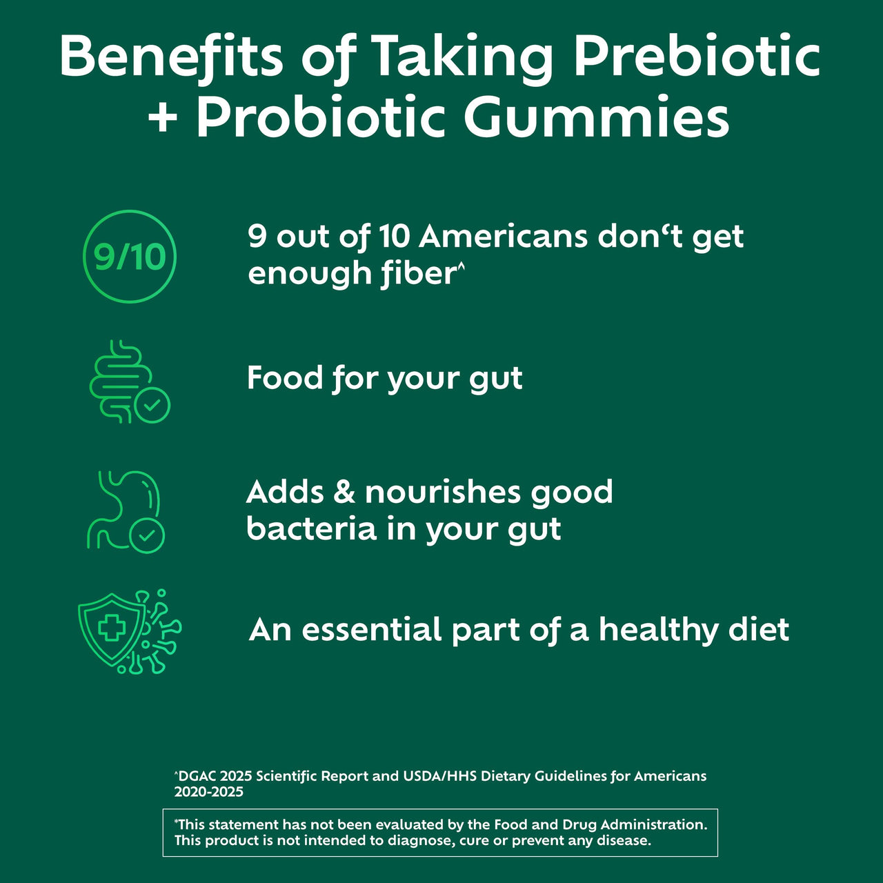 Benefiber Prebiotic Fiber Supplement Gummies with Probiotics for Digestive Health, Assorted Fruit Flavors - 50 Count