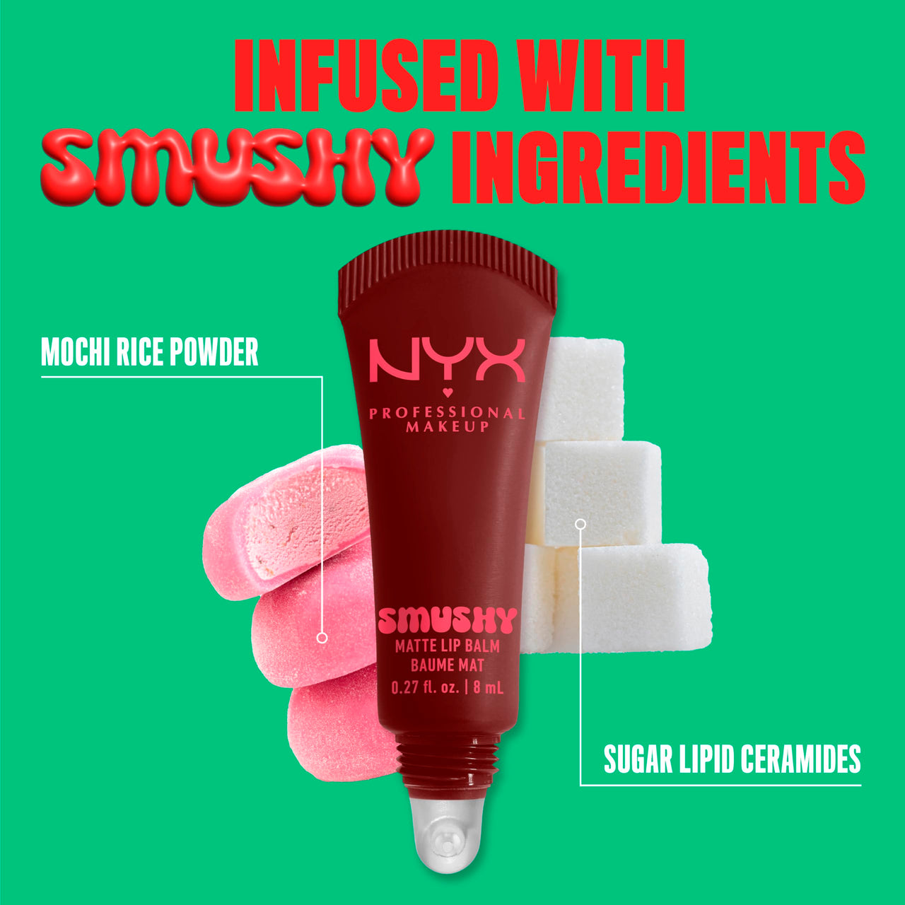 NYX PROFESSIONAL MAKEUP Smushy Matte Lip Balm, Tinted Lip Moisturizer with Soft, Matte Finish - Smudge Fudge (Chocolate Brown)