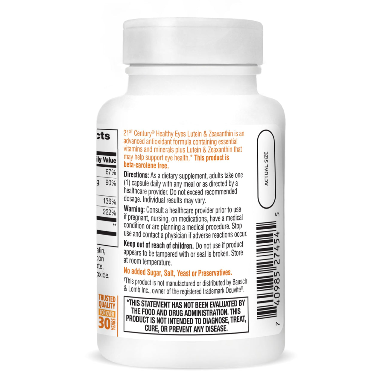 21st Century Healthy Eyes Lutein and Zeaxanthin Capsules, 60 Count (27454)