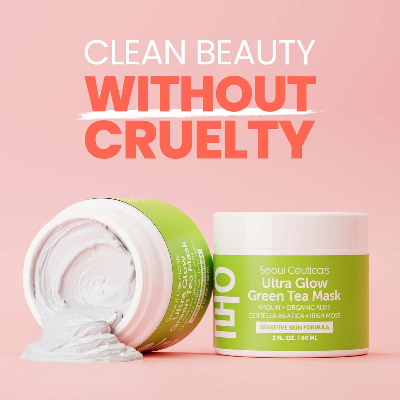 SeoulCeuticals Korean Skin Care Face Mask for Sensitive Skin - Korean Skincare Green Tea Wash Off Masks - K Beauty Face Masks - Aloe Vera Mask + Centella Asiatica Hydrating Facial Spa Mask 2oz