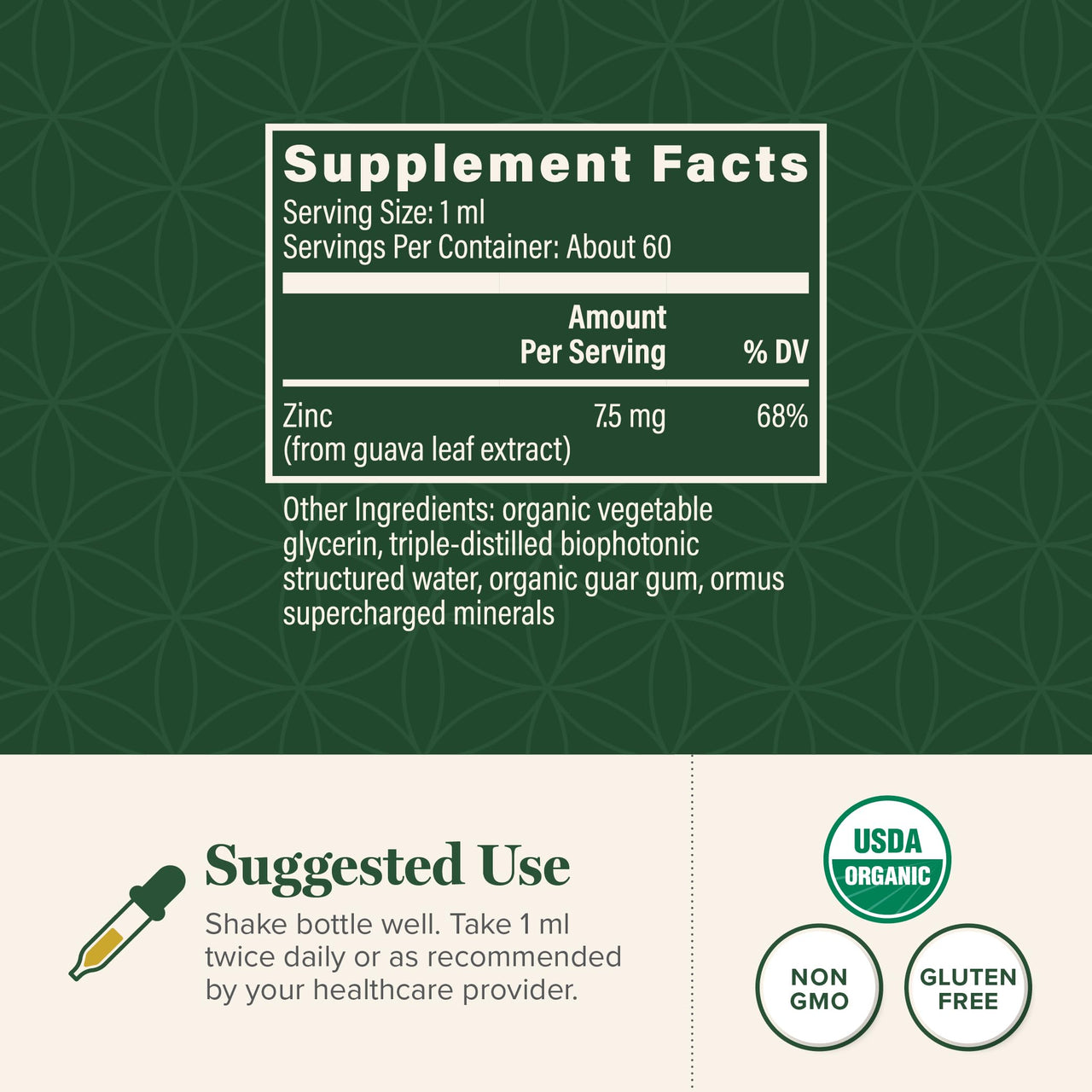 Global Healing USDA Organic Zinc Supplements Liquid - Pure Vitamin Drops for Immune System Boost, Hormone Balance, and Healthy Aging - Natural, Vegan-Friendly, Non-GMO, Organic Zinc Vitamins (2 Fl Oz)