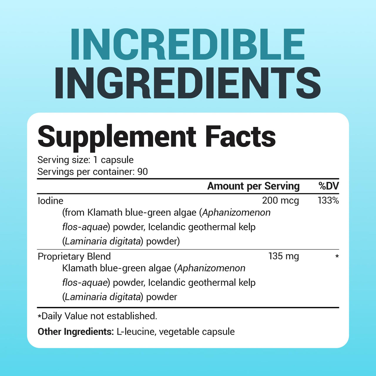 Dr. Berg Sea Kelp Enhanced Iodine - 200 mcg of Premium Iodine - Seaweed Blend Includes Klamath Blue-Green Algae & Sea Kelp - 90 Capsules