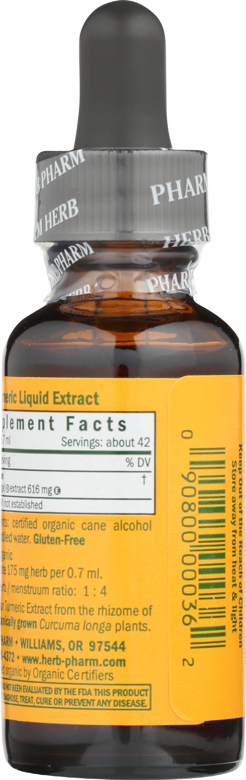 Herb Pharm Certified Organic Turmeric Root Extract for Musculoskeletal System Support - 1 Ounce (DTURM01)