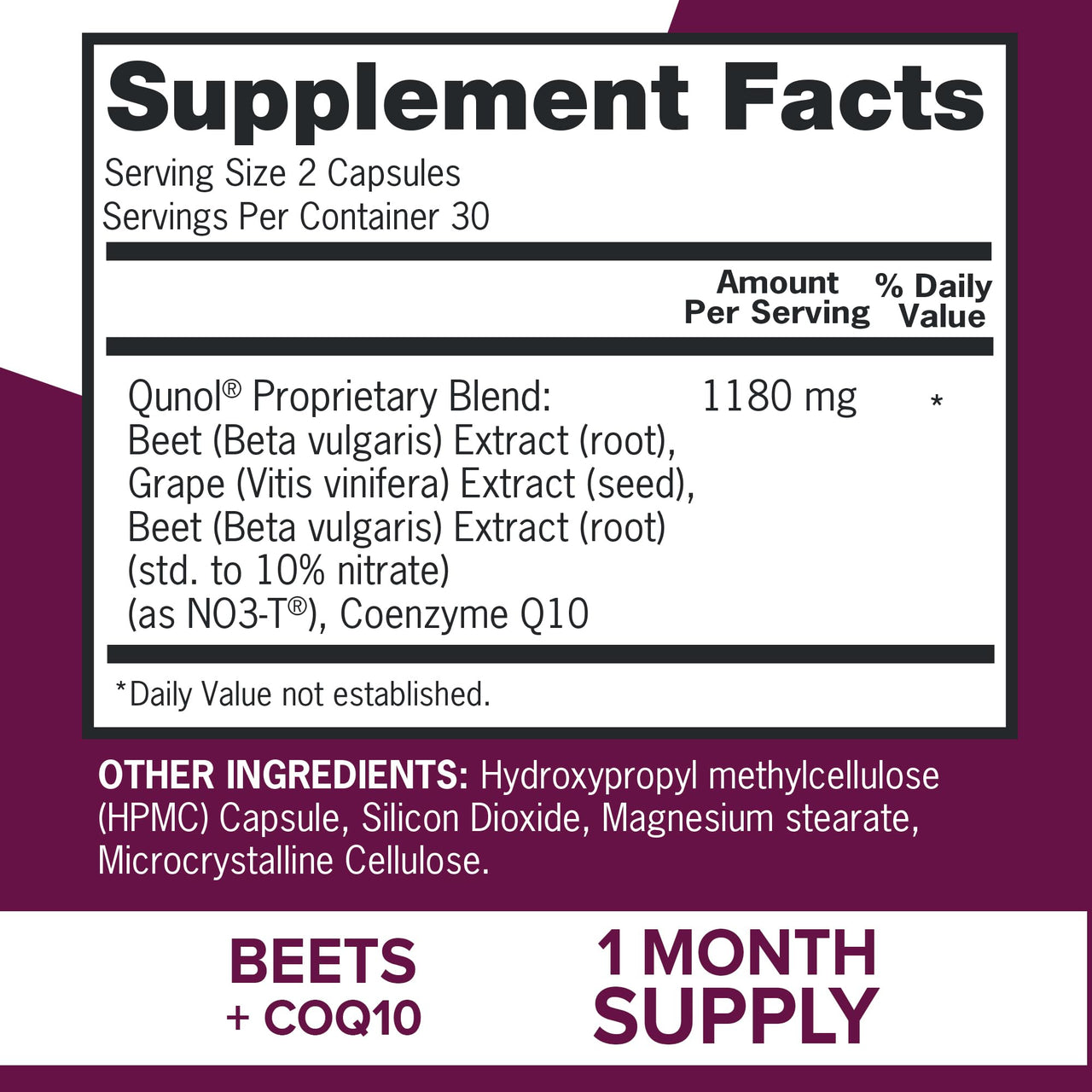 Qunol Blood Pressure Support, 3 in 1 Beets + CoQ10 + Grape Seed Extract, Beet Root Capsules that Supports Healthy Blood Circulation & Heart Healthy Energy, 60 Count (Pack of 2)
