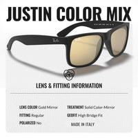 Thumbnail for Ray-Ban RB4165 JUSTIN COLOR MIX Square Shaped Non-Polarized Sunglasses for Men – Includes Official RAYBAN Eyewear Kit – Ideal Formal & Casual Wear Sunglasses – Green Gradient Lens