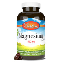 Thumbnail for Carlson - Magnesium Gels, 400 mg of Magnesium per Softgel, Heart & Muscle Support, Magnesium Gel Caps, Bowel Function, Magnesium Supplement, 250 Softgels