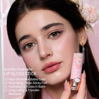 Thumbnail for Flower Knows Butterfly Cloud Collar Glossy Lipstick,Hydrating Solid Lip Gloss,Moisturizing Pink Tinted Lip Balm,Long Lasting Lip Gloss in Balm for Girls&Women,(C06 Cardamom)