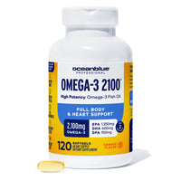 Thumbnail for Oceanblue Professional Omega-3 2100mg Fish Oil Supplement – Triple Strength, High Potency EPA, DHA & DPA – Burpless, Wild-Caught, Natural Orange Flavor – 120 Count (Pack of 1)
