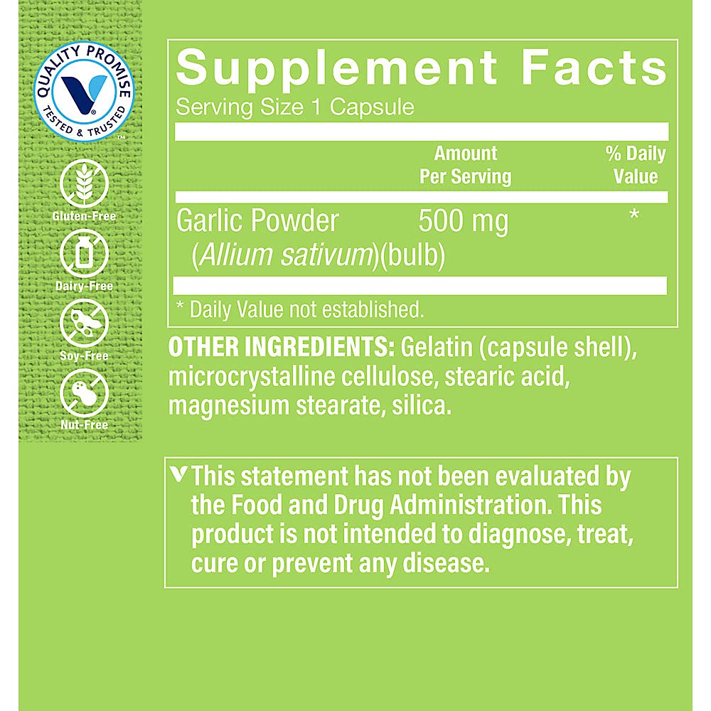 The Vitamin Shoppe Deodorized Garlic 500MG, Wholesome Garlic with No Aftertaste & All Cardiovascular Benefits, Equal to 1 Fresh Clove of Garlic (300 Capsules)