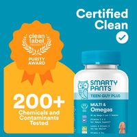 Thumbnail for SmartyPants Teen Guy Multivitamin Gummies, Omega 3 (DHA/EPA), Vitamin D3, C, Vitamin B12, B6, A, K & Zinc, Folate, Gluten Free, Fruit Flavor, 60 Count (30 Day Supply)