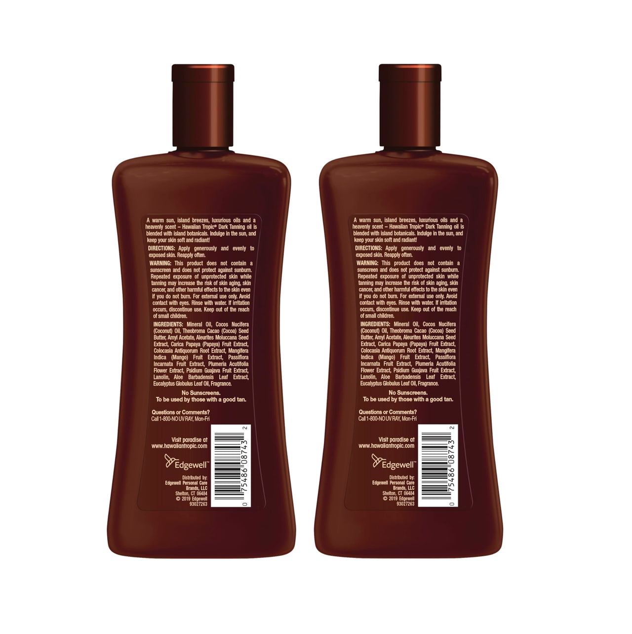 Hawaiian Tropic Dark Tanning Oil, 8 Fl Oz | Moisturizing Body Oil with Cocoa Butter, Tan Enhancer, 8 Fl Oz each Twin Pack
