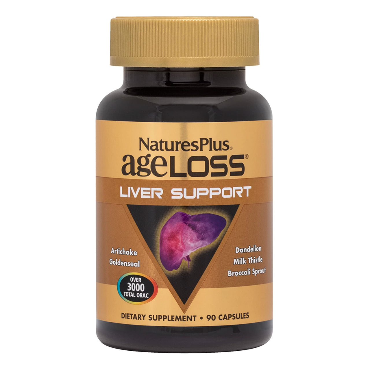 NaturesPlus AgeLoss Liver Support - 90 Capsules - with Artichoke, Milk Thistle & Choline - Vegetarian, Gluten Free - 30 Servings