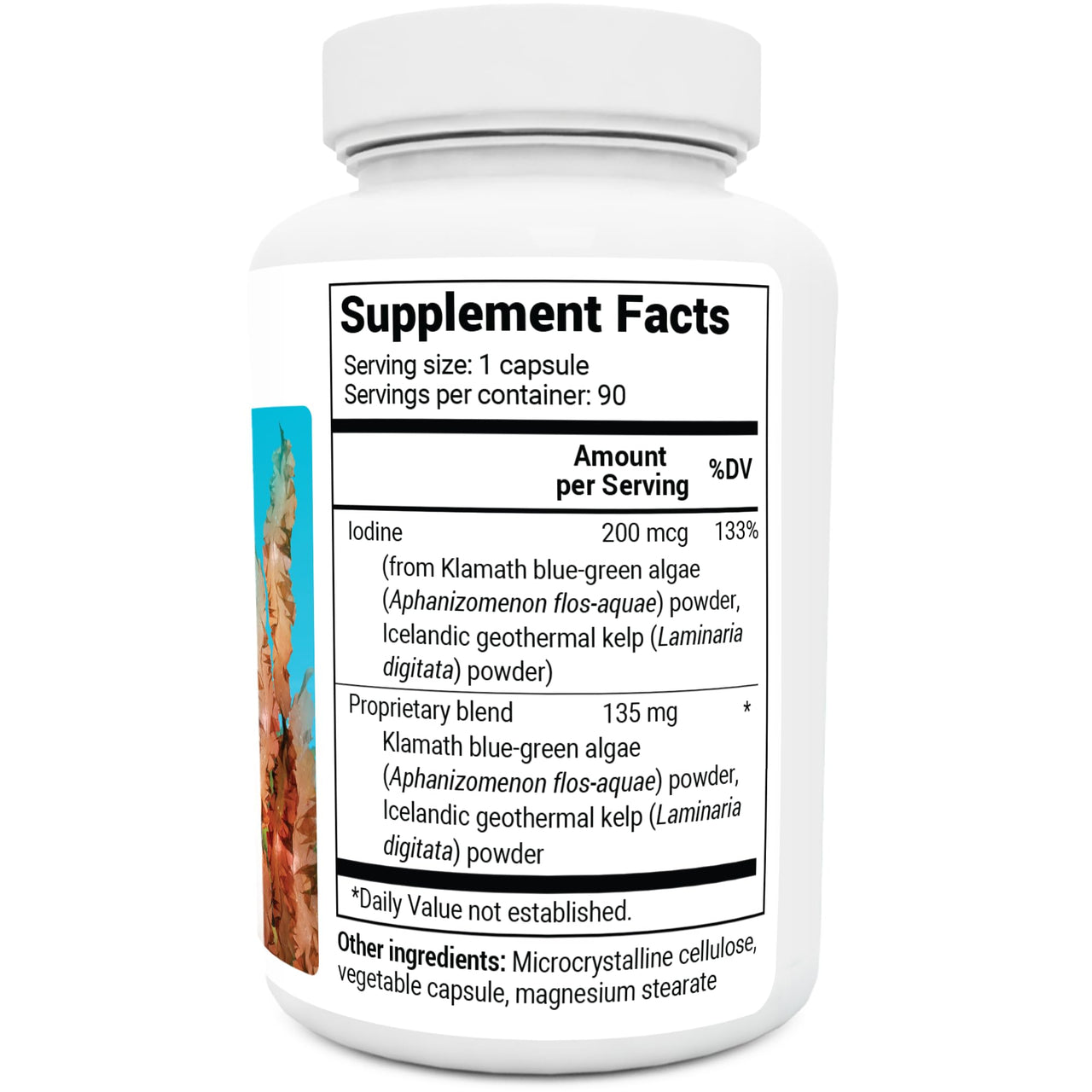 Dr. Berg Sea Kelp Enhanced Iodine - 200 mcg of Premium Iodine - Seaweed Blend Includes Klamath Blue-Green Algae & Sea Kelp - 90 Capsules