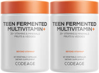 Thumbnail for Codeage Teen Multivitamin Supplement – Daily Vitamins and Minerals for Teen Boys and Girls – Organic Whole Food Formula with Omega-3 and Vitamins A to K - 2 Pack