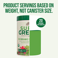 Thumbnail for Country Farms Organic Super Greens Natural Flavor, 50 Organic Super Foods, Packed with Fiber, USDA Organic Drink Mix, Fruits, Vegetables, Mushrooms & Probiotics, Supports Energy, 6g Fiber