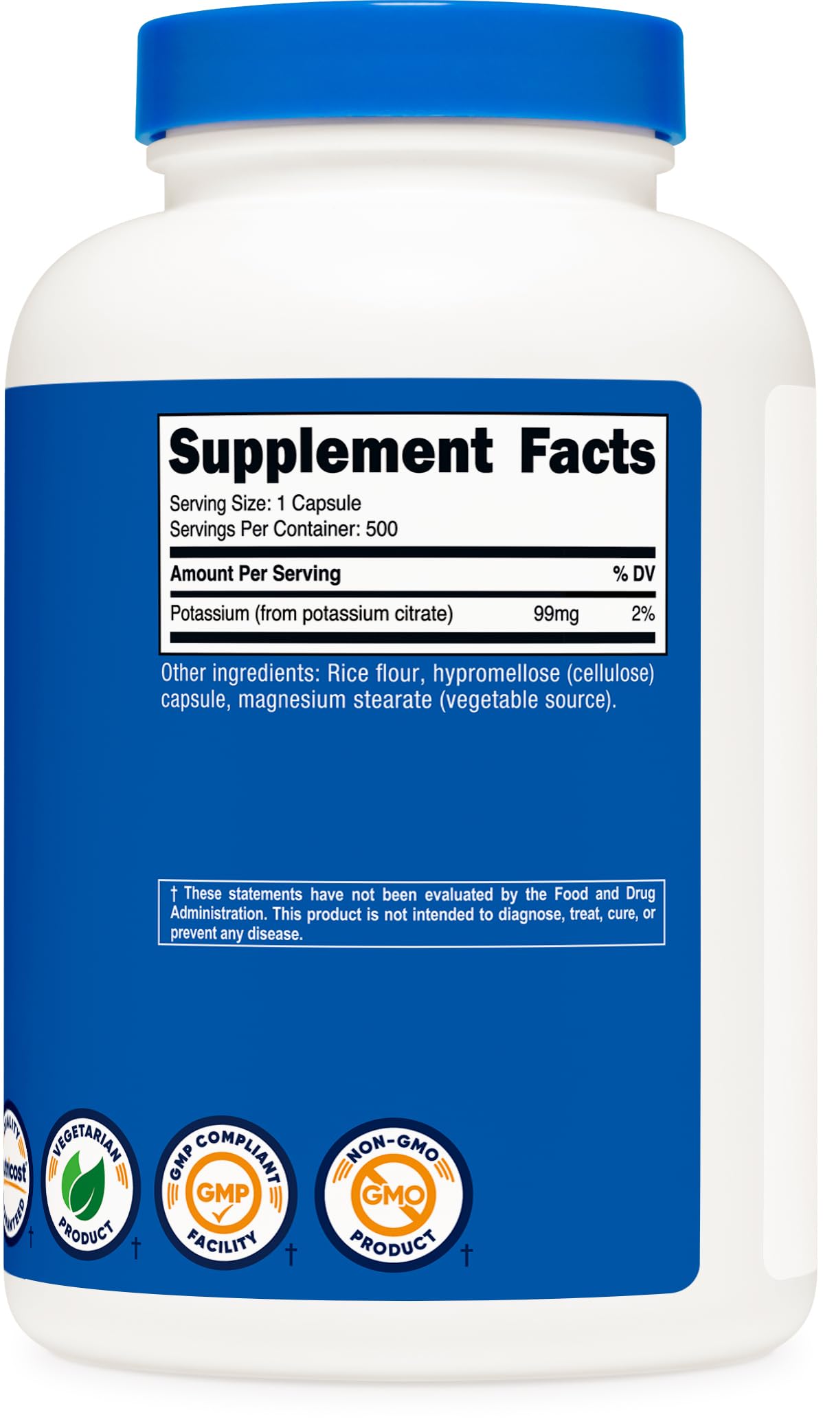 Nutricost Potassium Citrate 99mg, 500 Capsules (2 Bottles)