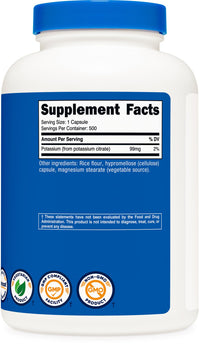 Thumbnail for Nutricost Potassium Citrate 99mg, 500 Capsules (2 Bottles)