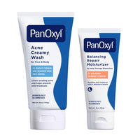 Thumbnail for Bundle of PanOxyl Acne Foaming Wash Benzoyl Peroxide 10% Maximum Strength Antimicrobial, 5.5 Oz + PanOxyl PM Balancing Repair Moisturizer with Niacinamide, Ceramides and Cica, 3 oz