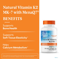 Thumbnail for Doctor's Best Natural Vitamin K2 Mk-7 with MenaQ7, 100mcg Vitamin K2 Supplement Supports Bone Health, Non-GMO, 60 Veggie Capsules