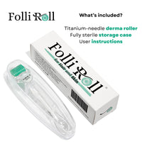 Thumbnail for FolliRoll Derma Roller for HAIR and SKIN - for Face and Scalp Derma Stamp, 192 Titanium Individual Microneedles | FREE Storage Case | for Men and Women (0.30mm)