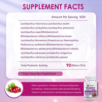 Thumbnail for OMOGS Women's Probiotic, with Cranberry Extract, Organic Prebiotics & Vitamin C, 90 Billion CFUs,18 Strains, Help for Boost Immune, Digestive, Gut Health & Women's Health, Gluten & Soy Free,90 Tablets