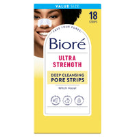 Thumbnail for Bioré Witch Hazel Ultra Strength Blackhead Remover Pore Strips, Clears Pores up to 2x More than Original Pore Strips, features C-Bond Technology, Oil-Free, Non-Comedogenic Use, 18 Count