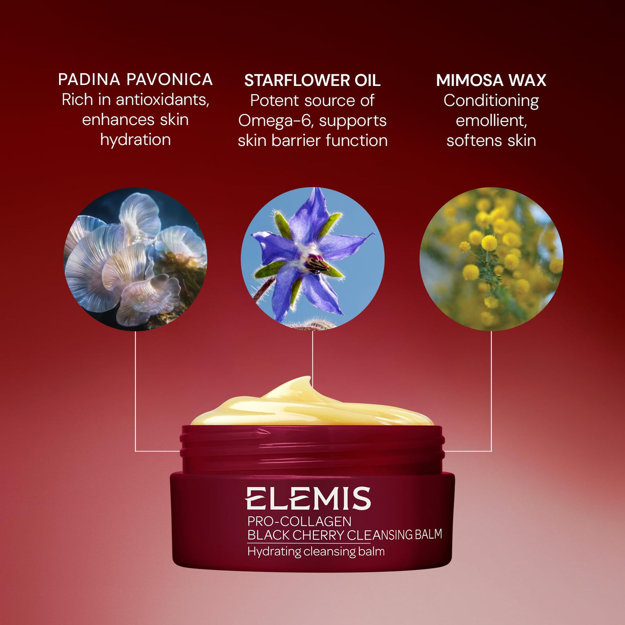 ELEMIS Pro-Collagen Black Cherry Cleansing Balm | 3-in-1 Makeup Remover & Deep Cleanser | Hydrating & Nourishing | 100g