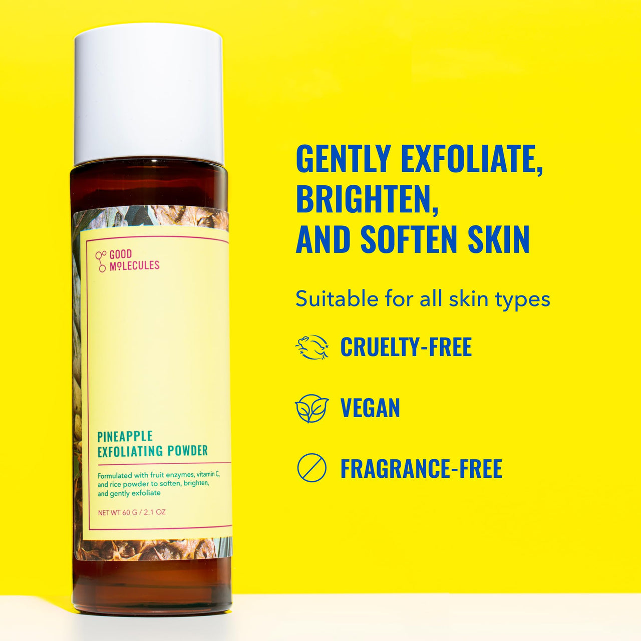 Good Molecules Pineapple Exfoliating Powder - Gentle, Exfoliating Facial Scrub with Enzymes, Anti-Aging and Alcohol Free Cleanser - Skincare for Face