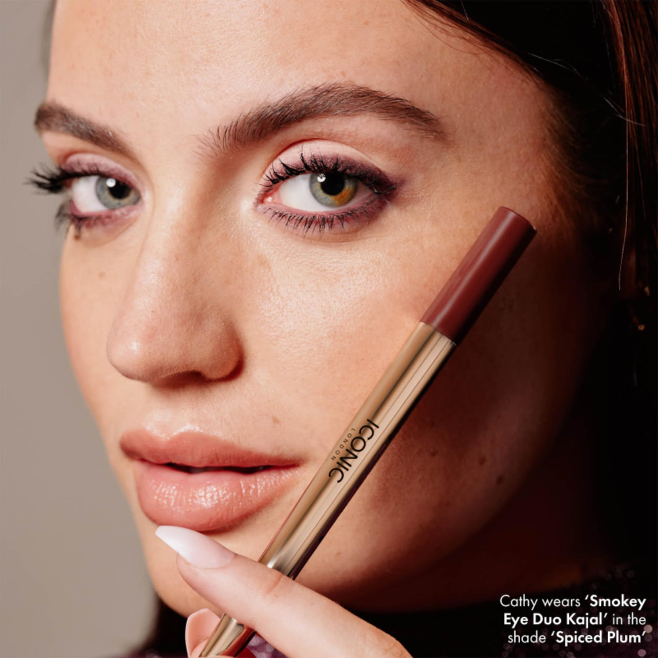 ICONIC LONDON Smokey Eye Duo Eyeliner | Creamy, Easy to Blend 2-in-1 Eyeliner Crayon, Water Resistant, Cruelty Free, Vegan Makeup (Spiced Plum) 0.027 oz