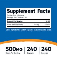 Thumbnail for Nutricost Niacinamide (Vitamin B3) 500mg, 240 Capsules - Non-GMO, Gluten Free, Flush Free Vitamin B3