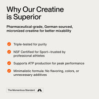 Thumbnail for Momentous Creatine Monohydrate Powder - Creatine Powder - Supports Strength, Lean Muscle, & Recovery for Men & Women - NSF Certified for Sport - 5 g per Serving - 90 Servings