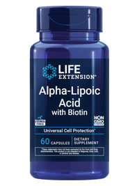 Thumbnail for Life Extension Alpha-Lipoic Acid with Biotin, for Cell Protection, Universal antioxidant for Liver & Nerve Health, Gluten-Free, Non-GMO, 60 Capsules