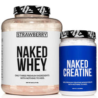Thumbnail for NAKED Strawberry Whey Protein Powder 5LB (61 Servings) + Pure Micronized Creatine Monohydrate 500g (100 Servings) – Bulk; Grass-Fed; Non-GMO; Gluten Free; Soy Free