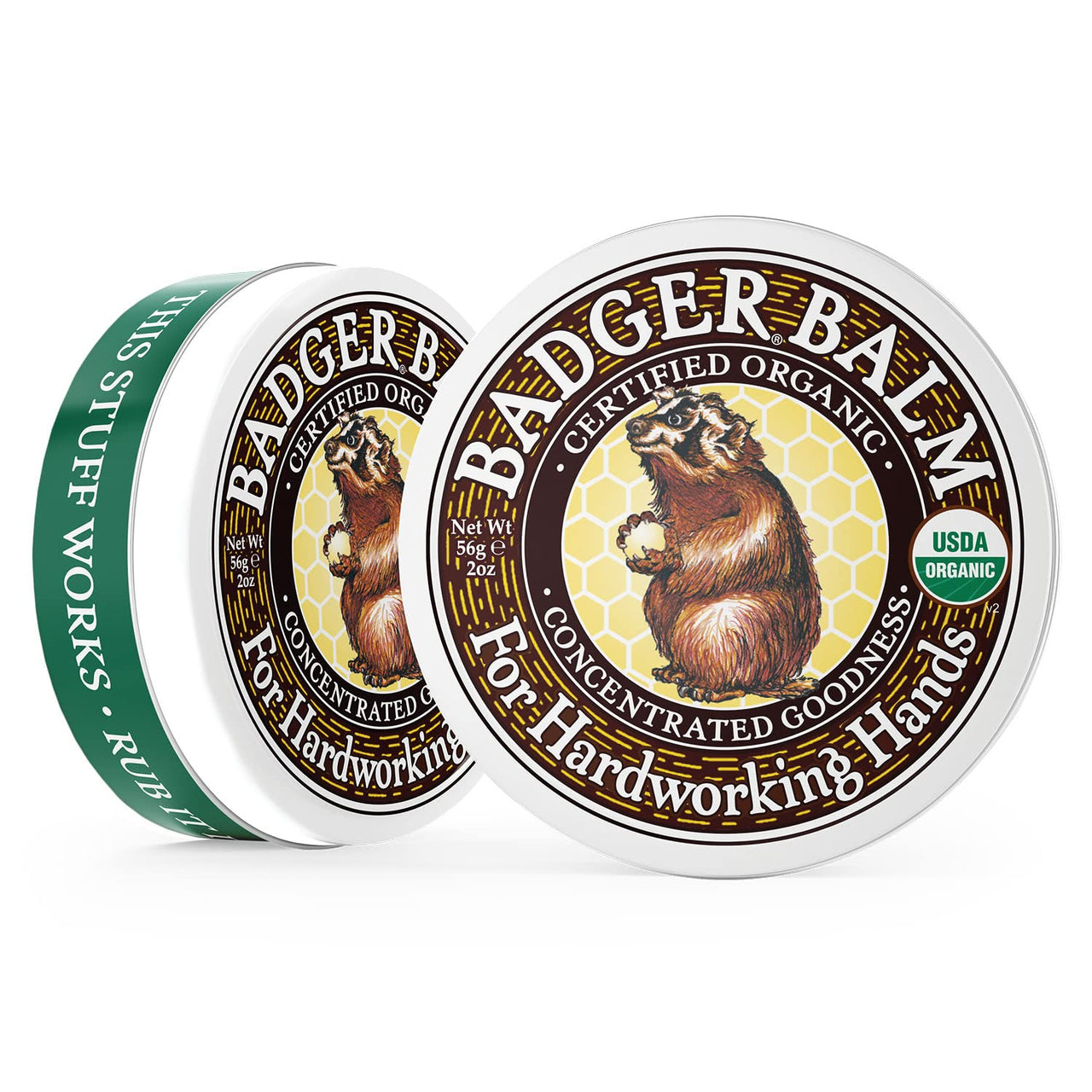 Badger - Hardworking Hands Healing Balm, Aloe Vera & Wintergreen, Working Hand Balm, for Dry Hands, Hand Moisturizer, Certified Organic, 2 oz (3 Pack)