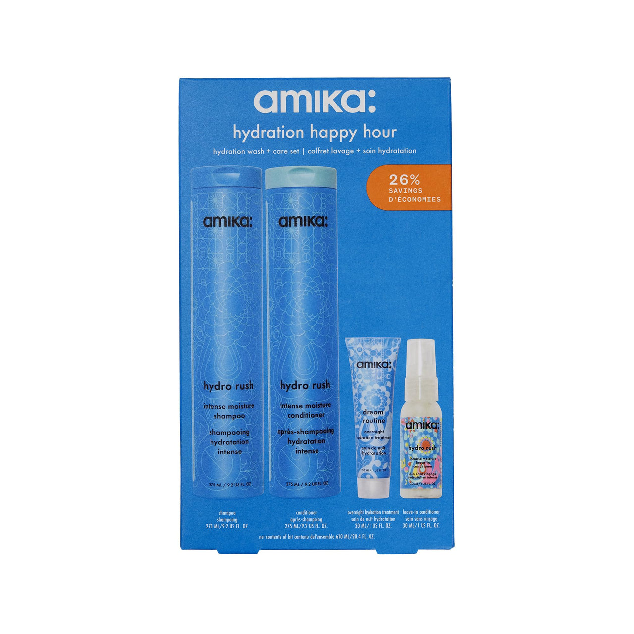amika hydration happy hour wash + care set