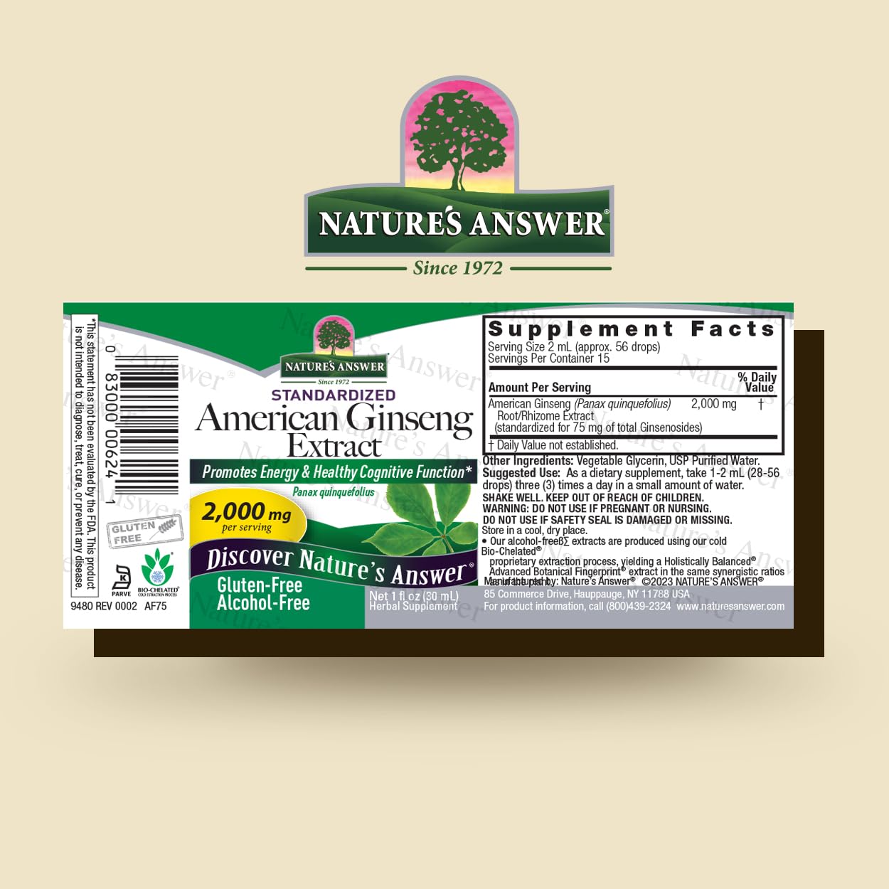Nature's Answer Alcohol-Free Ginseng American Root, 1-Fluid Ounce